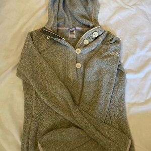 The North Face Gray Hooded Sweater with Buttons